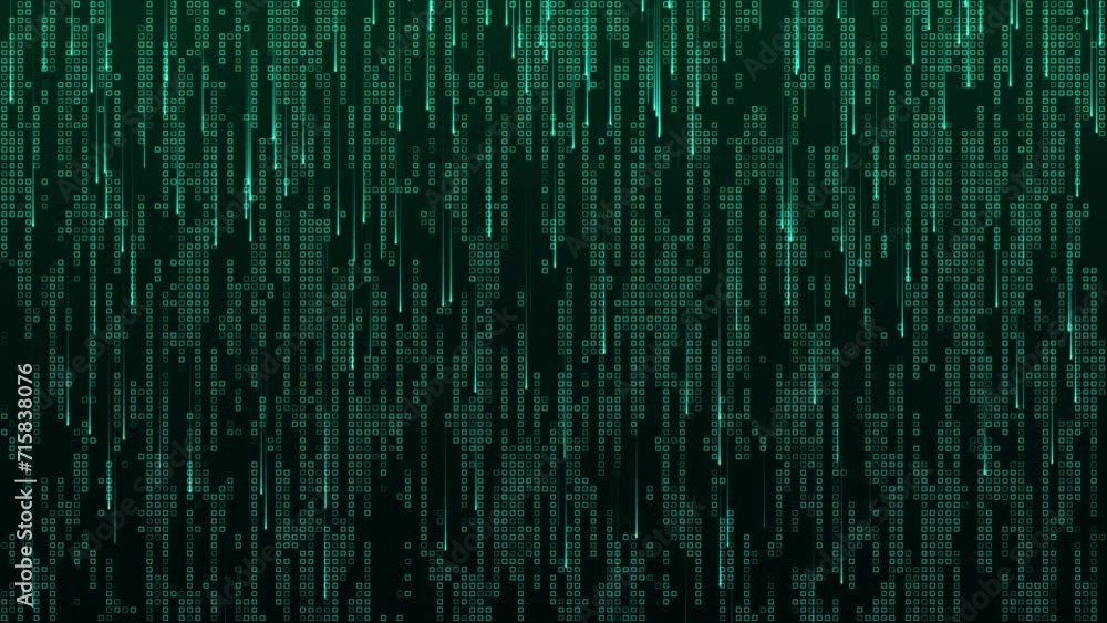 Fototapete animated green digital square background with looping technology. squares appear and disappear. squa