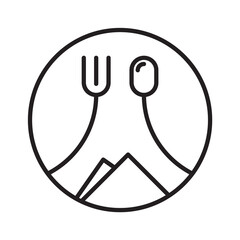 catering logo. spoon, fork, napkin and plate concept