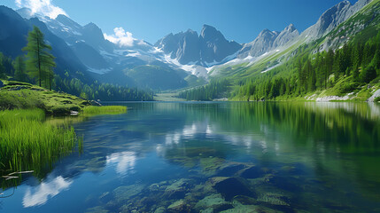 lake and mountains