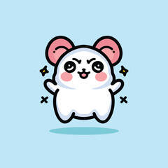 Cute Mouse Mascot Cartoon Animal Vector Logo Design illustration
