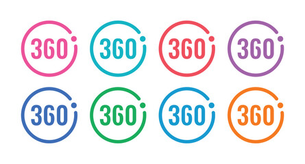 circle and 360 degree. vector colorful 360 degree logo