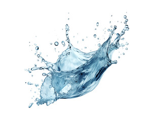 blue water splash isolated on white background. Water splash