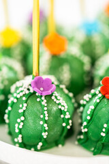 Delicious cactus cake pops for Cinco de Mayo celebration