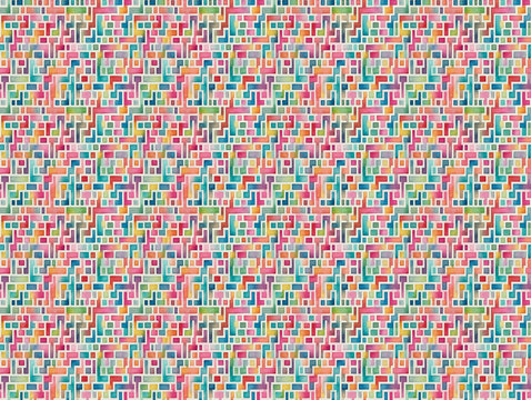 Bunt geometrisch verschlungener Irrgang Hintergrund Wasserfarbenmalerei - nahtlos endlos Textur Kachel gekachelt