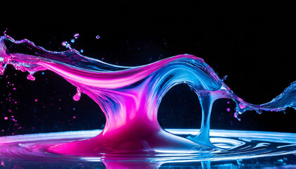 A splash of fluid background with neon blue and pink fluids intertwined, resembling a futuric cyberpunk look