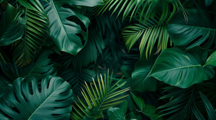 Nature leaves branch texture and green tropical forest backgound, spring summer concept