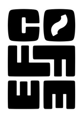 black coffee logo on white background. coffee word concept