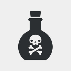 Poison in a flask. Flat vector icon