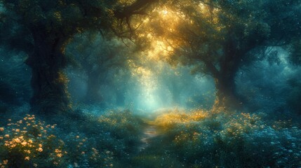 Fototapeta na wymiar The Enchanted Forest: Glowing Secrets of Nature