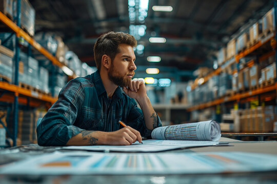A Logistics Analyst Examining Data Charts, Focused on Supply Chain Optimization and Evaluating Logistical Information for Operational Efficiency Goals and Risk Mitigation
