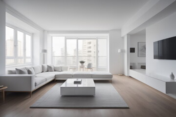 Modern weiss apartment interior panorama 