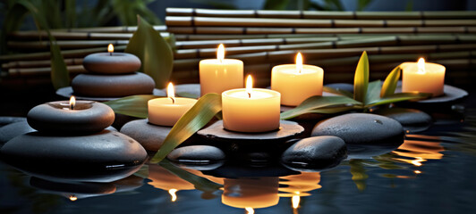 Candles and Stones for Spa and Relaxation