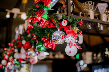 Merry Christmas.Christmas card with candy and fir tree branch.Christmas Tree And Gift Boxes.Christmas tree with toys.