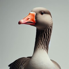 full body view of greylag goose alone - obrazy, fototapety, plakaty