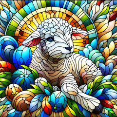 Stained glass lamb
