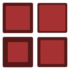 Round Corner Square Stroke Red Shapes
