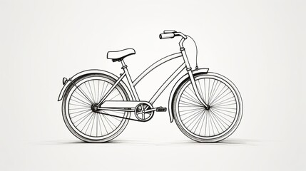 Detailed Sketch of Classic Bicycle on White Background