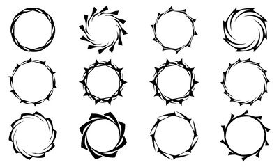 Collection of abstract sign circle shape. Circular abstract logo. Tribal circle tattoo - obrazy, fototapety, plakaty