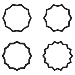 Scallop Circle Stroke Shapes Icon Set