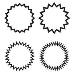 Scallop Circle Stroke Shapes Icon Set