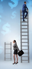 Concept of inequal career opportunities between man woman