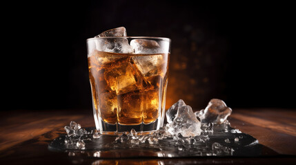 Iced Cola Drink with Splashing Ice Cubes