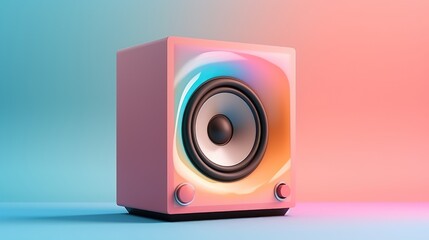 Speaker with sound wave icon isolated minimal design. Generate AI image - obrazy, fototapety, plakaty
