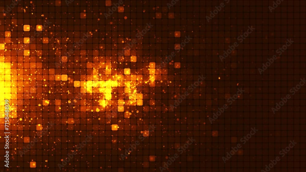 Fototapete an animated background of rows of squares changing color and moving chaotically. pixel graphics, mov