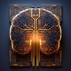 Artificial brain circuit board, artificial intelligence, AI, glowing, futuristic, technology, tech