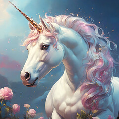 Cute illustration of a unicorn. - obrazy, fototapety, plakaty
