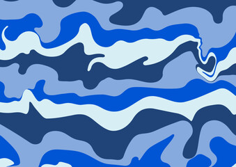 liquid graphic model background, abstract curved lines facing horizontally with a blue base color. Billboard background or digital design