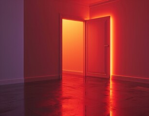 exit door and white walls inside a room