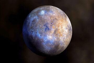 The Mercury-like planet on the dark space background