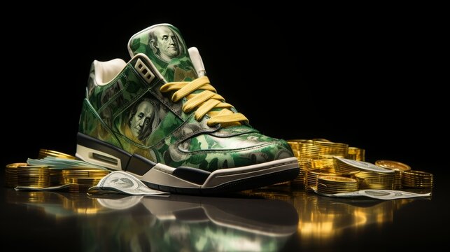 money-themed sneakers, 16:9