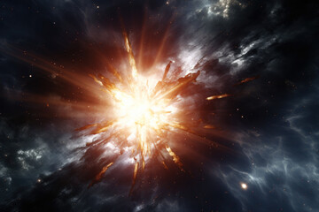 Dramatic Cosmic Explosion with Radiating Energy - obrazy, fototapety, plakaty