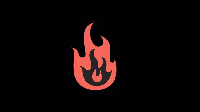 Burning flame line 2D object animation. Burnout syndrome flat color cartoon 4K video, alpha channel. You are fired. Anger heat. Ignition blaze. Stress fire animated item on transparent background