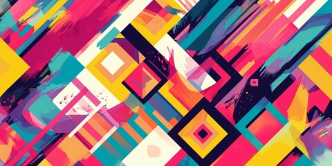 Bold and vibrant geometric patterns in contrasting colors - obrazy, fototapety, plakaty