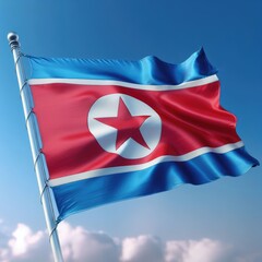 North Korea country flag waving