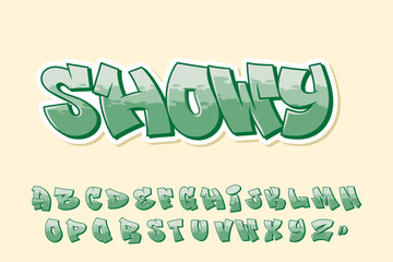 Alphabet Street Green Graffiti Font Type Cartoon Vector - obrazy, fototapety, plakaty