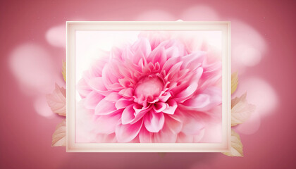 Pink Romance love flower with frame for Valentine, wedding card, mother day background. 