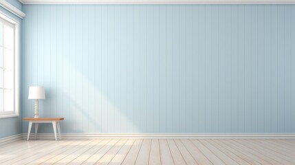 Fototapeta na wymiar Clean and simple blue wall empty room background or backdrop for online presentations and virtual meetings