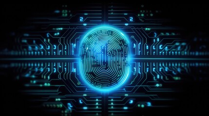 Scanner security identity technology biometric safety digital verification fingerprint computer. - obrazy, fototapety, plakaty