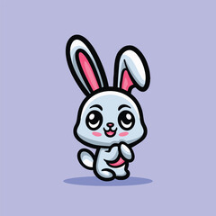Cute Rabbit Cartoon Mascot Animal Vector Logo Design illustration