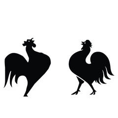 Fototapeta na wymiar Chicken silhouette. Rooster black icon on white background