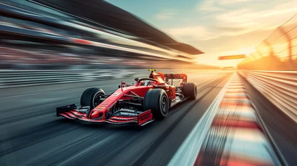 Fototapeten Formula 1 bolid on racing track, F1 grand prix race © Mikolaj Niemczewski