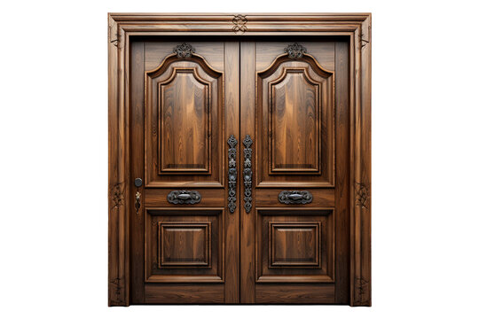 Century Wooden Door on transparent background.