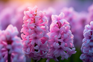 Beuatiful pink Hyacinth spring flowers