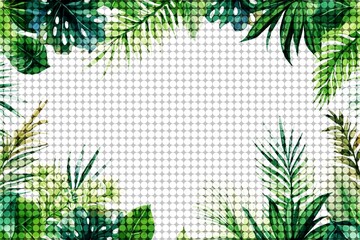 Collection of tropical leaves,foliage plant ,Dot Texture Background,Mosaic Pixel Art Texture