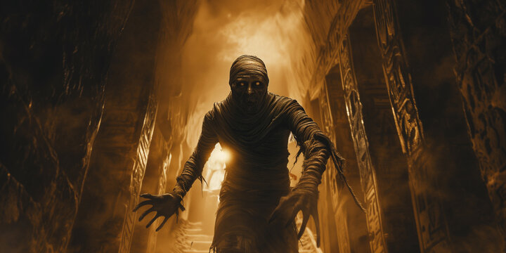 Egyptian mummy in ancient egypt pyramid