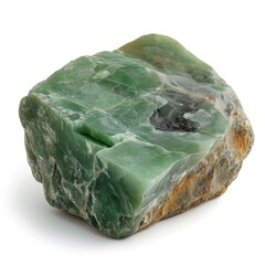 Jadeite emanating its soothing, deep green serenity, set against a crisp white canvas